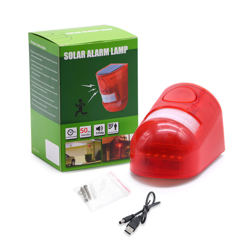 Solar Siren Anti-Theft Alarm Light Outdoor Waterproof Human Body Sensor Remote Outdoor Farm Orchard