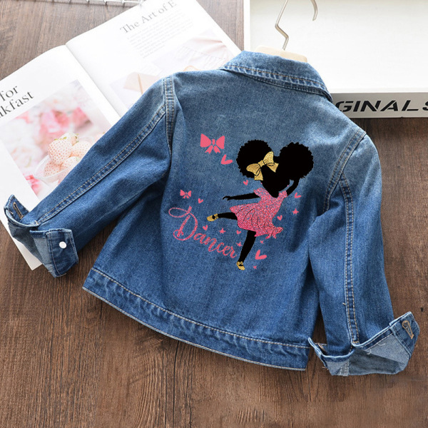 Spring denim clothes girls jacket 2022 tide Korean solid color single-breasted non-hooded blue denim jacket