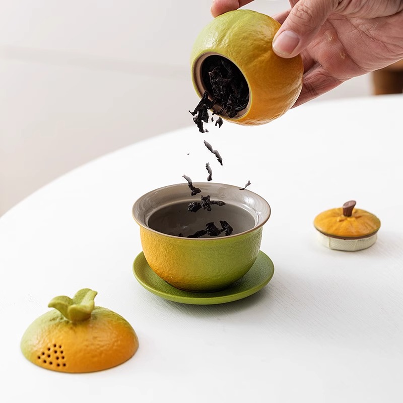 Orange Tea Jar Creative Tea Accessories Sealed Jar Household Tea Storage Jar Portable Jar Sealed Jar