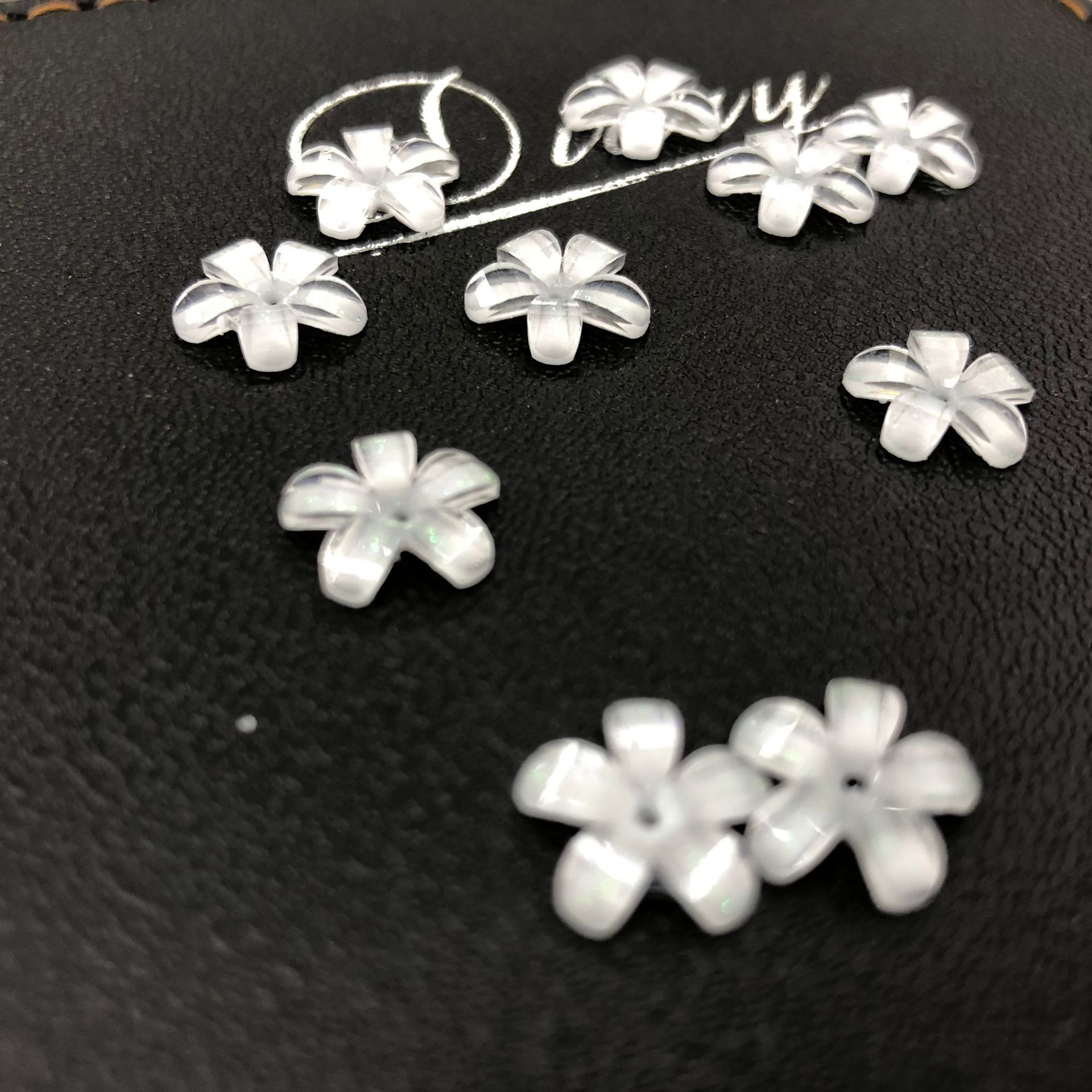 Resin Water Drops Five Valves Flower Hair Hairpin Phone Case Decorative Nail Sticker White Sand Blasting Jewelry Accessories