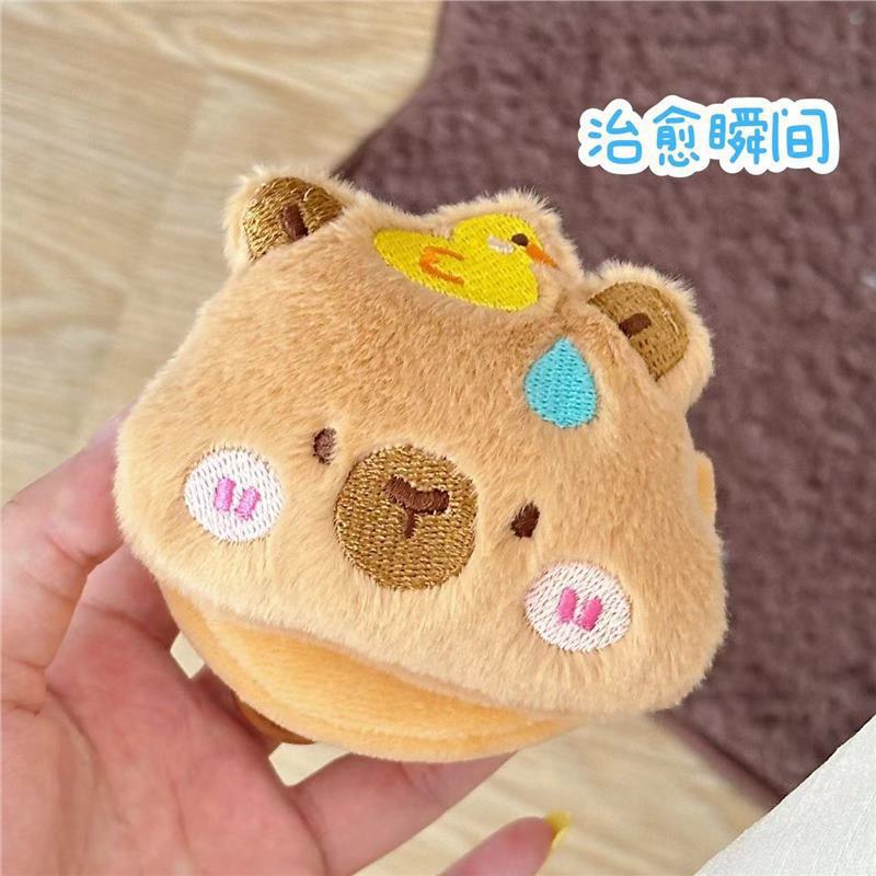 Cute Capybara Wrist Coin Plush Toy Bag Keychain Key Id Capybara Storage Bag