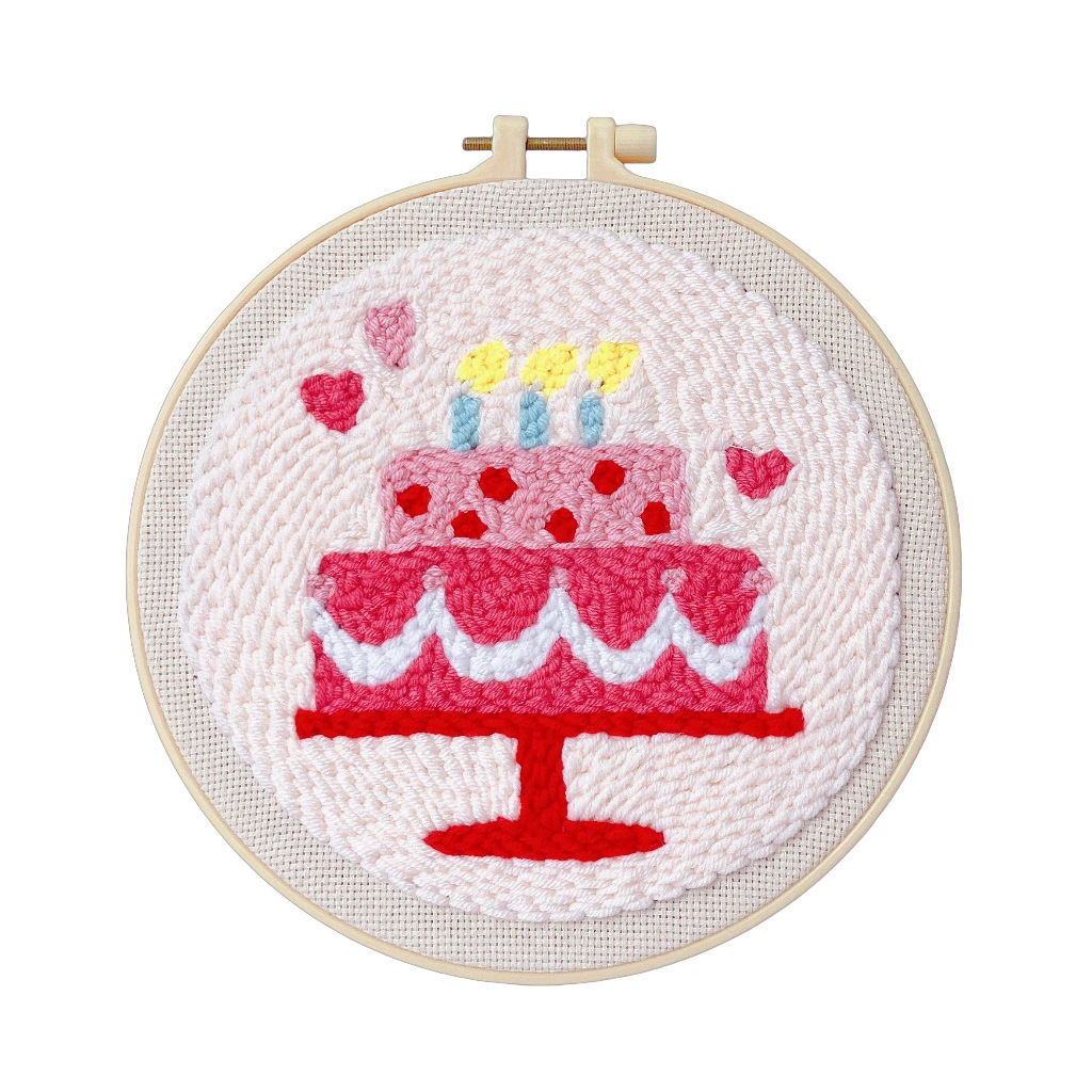 Temu Cross-Border Labelable Stamping and Embroider Art Class Stamping and Embroider Handmade DIY Woolen Stamping and Embroider Material Package