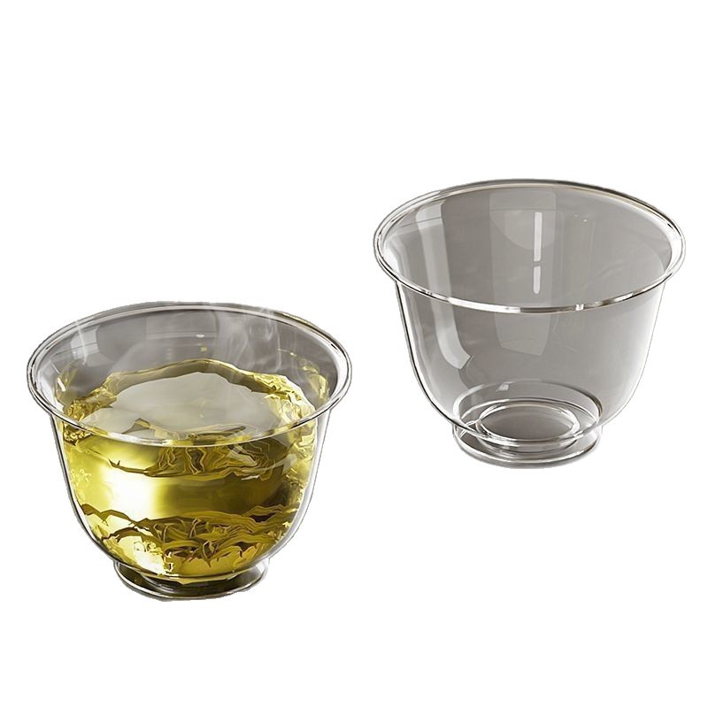 Disposable Kung Fu Tea Cup Thickeneded High Temperature Resistant Crystal Cup Office Reception Cup Tea Cup Commercial Hard Plastic