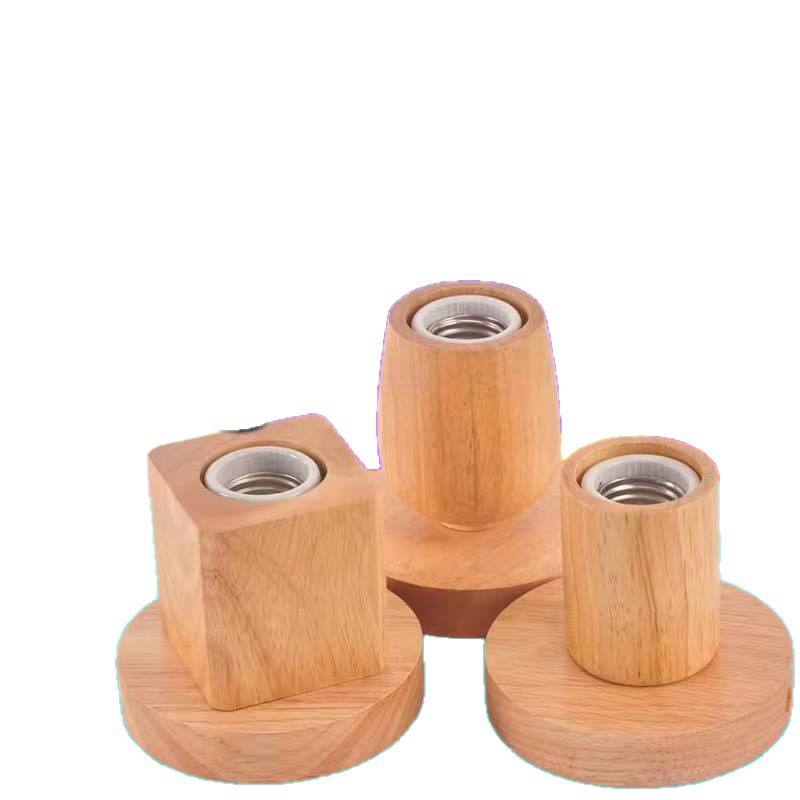 Creative Table Lamp Bedroom Home Led Bulb Solid Wood Base Simple Socket with Switch Bedside Student Night Light