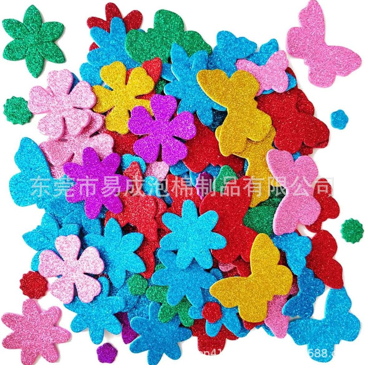 Amazon Hot Stars Love Decorative Stickers Foam Glitter Stickers Color Handmade DIY Glitter Powder Stickers