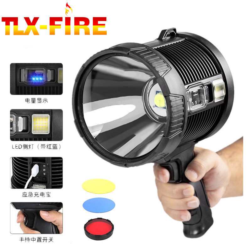 Сильный светодиодный фонарь P70, перезаряжаемый через Type-C, солнечная энергия с боковыми красным и синим мигающим светом, портативный для ночной рыбалки