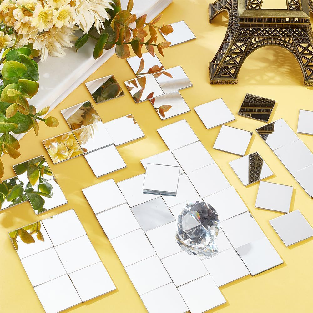 100Pcs Small Square Mosaic Wall Stickers Self-Adhesive DIY Acrylic Mirror Wall Stickers Home Decorative Mirror Living Room Stickers