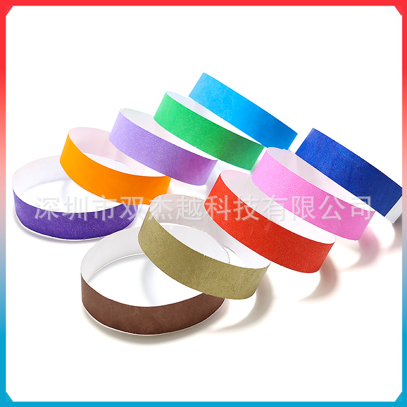 DuPont Paper Disposable Bracelet in stock Custom Amusement Park Concert Ticket Tyveqiang Wrist Band Paper Bracelet