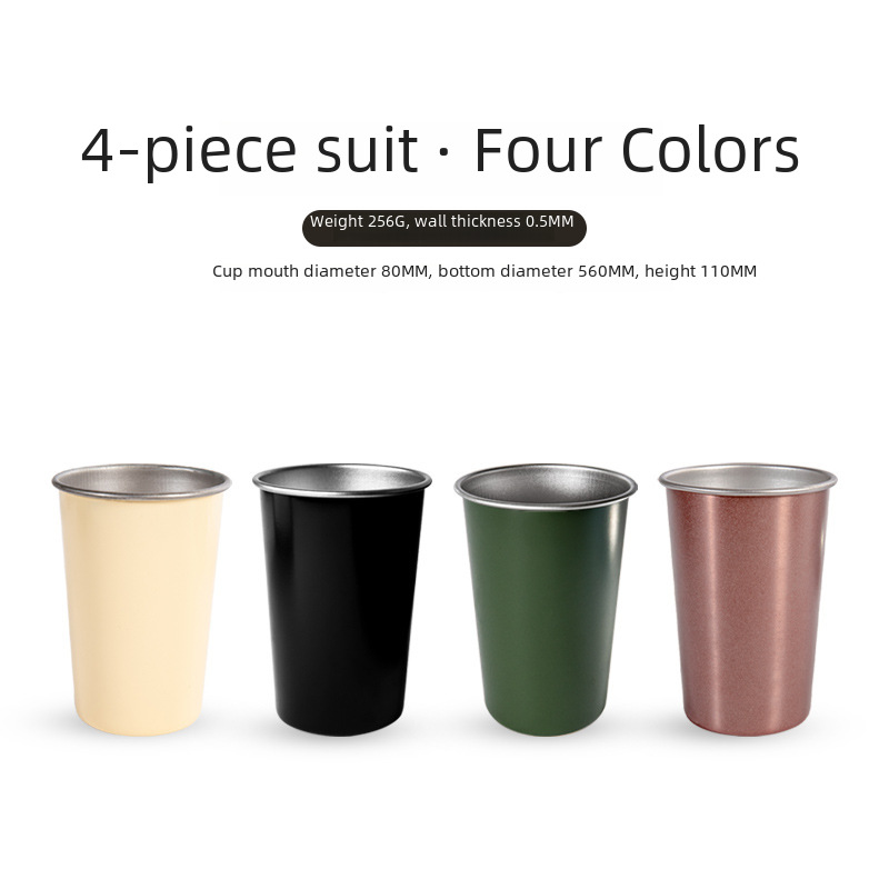 Outdoor camping stainless steel coffee cup small wine cup camping water cup tea cup portable 350ML wide mouth stackable