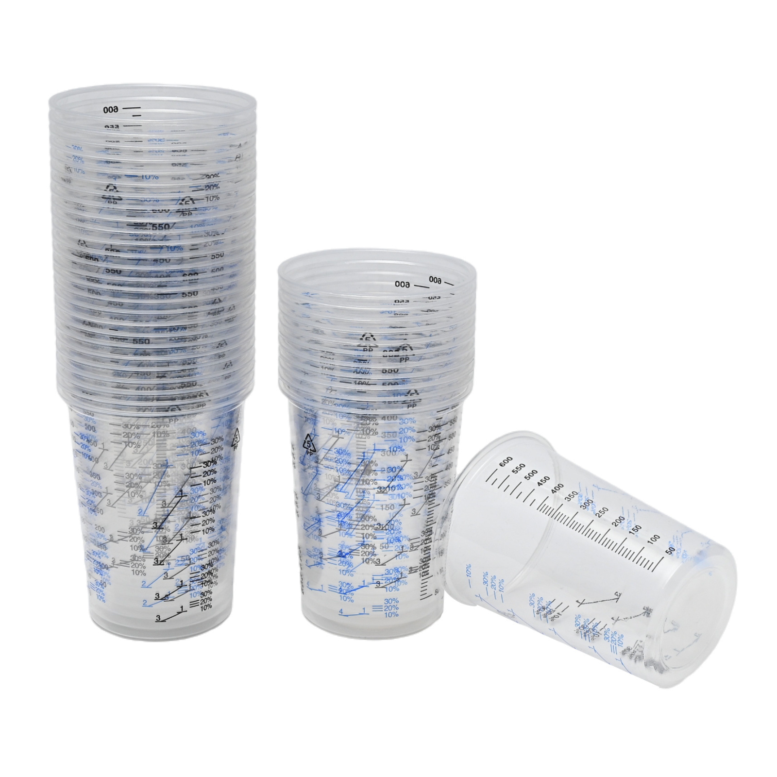 Прямые продажи завода, одноразовая пластиковая мерная чашка 600 мл, прозрачная чашка для смешивания краски с делением