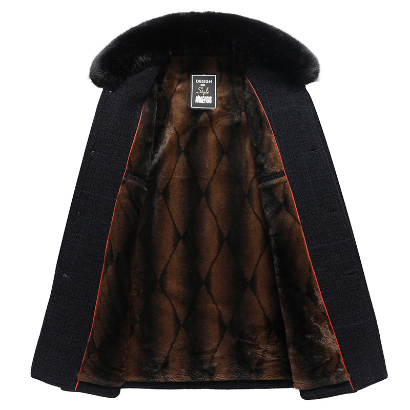 fleece-lined Thickened Cotton-padded Coat for Men's Father Winter Coat for Middle-aged and Old People Autumn and Winter Grandpa Middle-aged Cotton-padded Coat for Old People Top