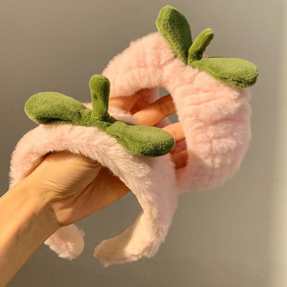 Милый розовый плюшевый ободок для умывания для женщин, противоскользящий аксессуар для волос