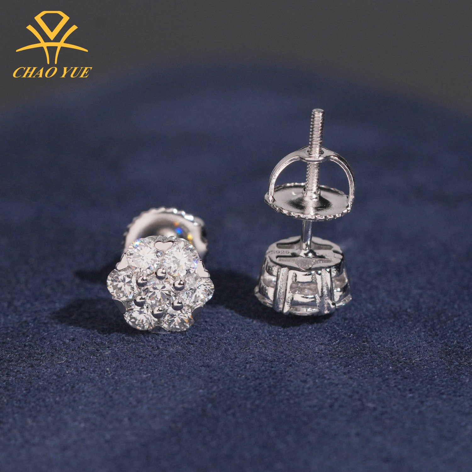 Новые цветочные серьги 7 мм хип-хоп из S925 серебра с инкрустированными лабораторно выращенными алмазами, нишевые серьги