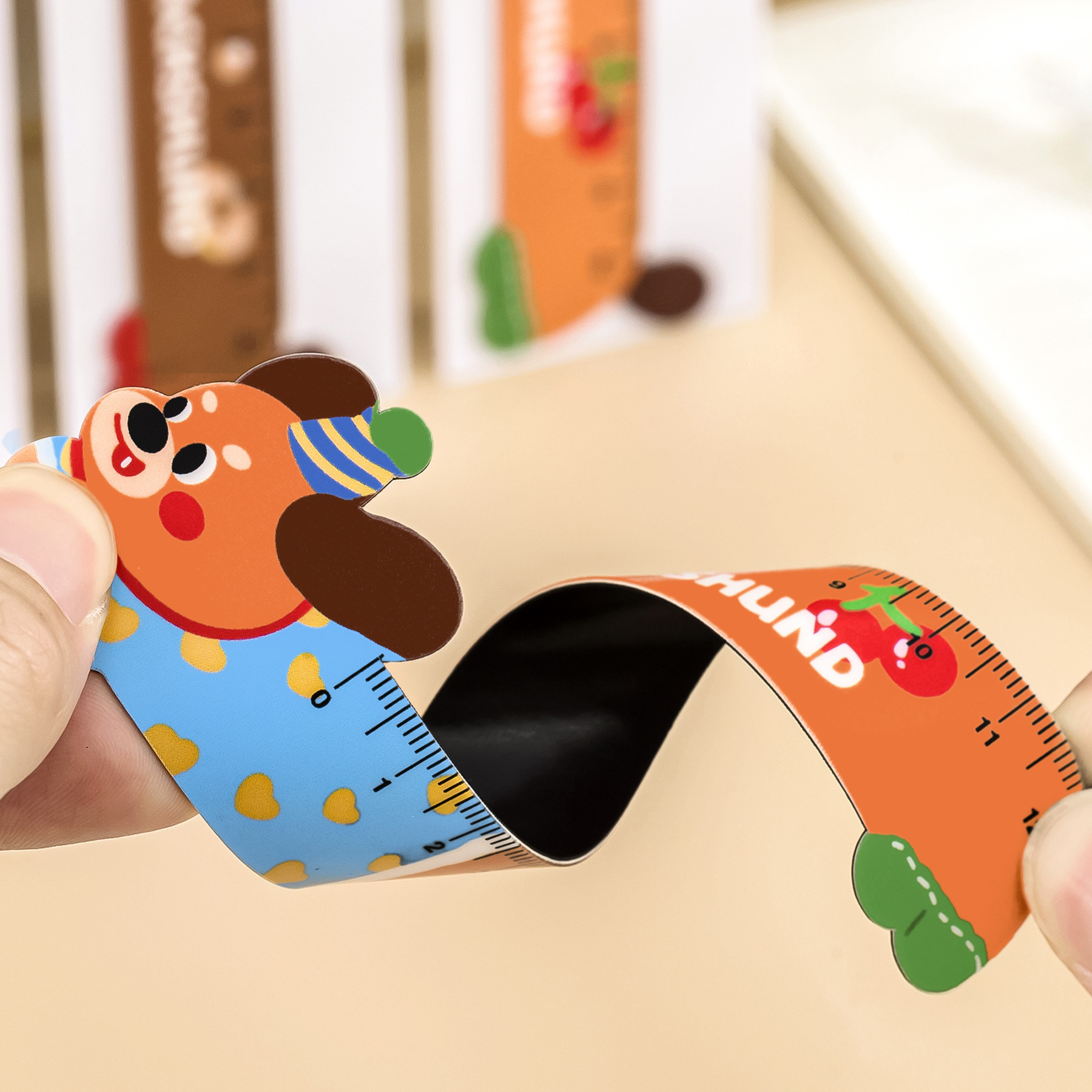 Cartoon Long Puppy Magnetic Bookmark Ruler for Students, Cute and Good-Looking, Bendable Ruler, Special-Shaped Magnetic Ruler