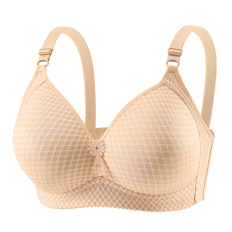 Cross-Border New Large Size E Cup No Rims Jacquard Intimates Thin Cup Cross-Border Adjustable Comfortable Breathable Bra