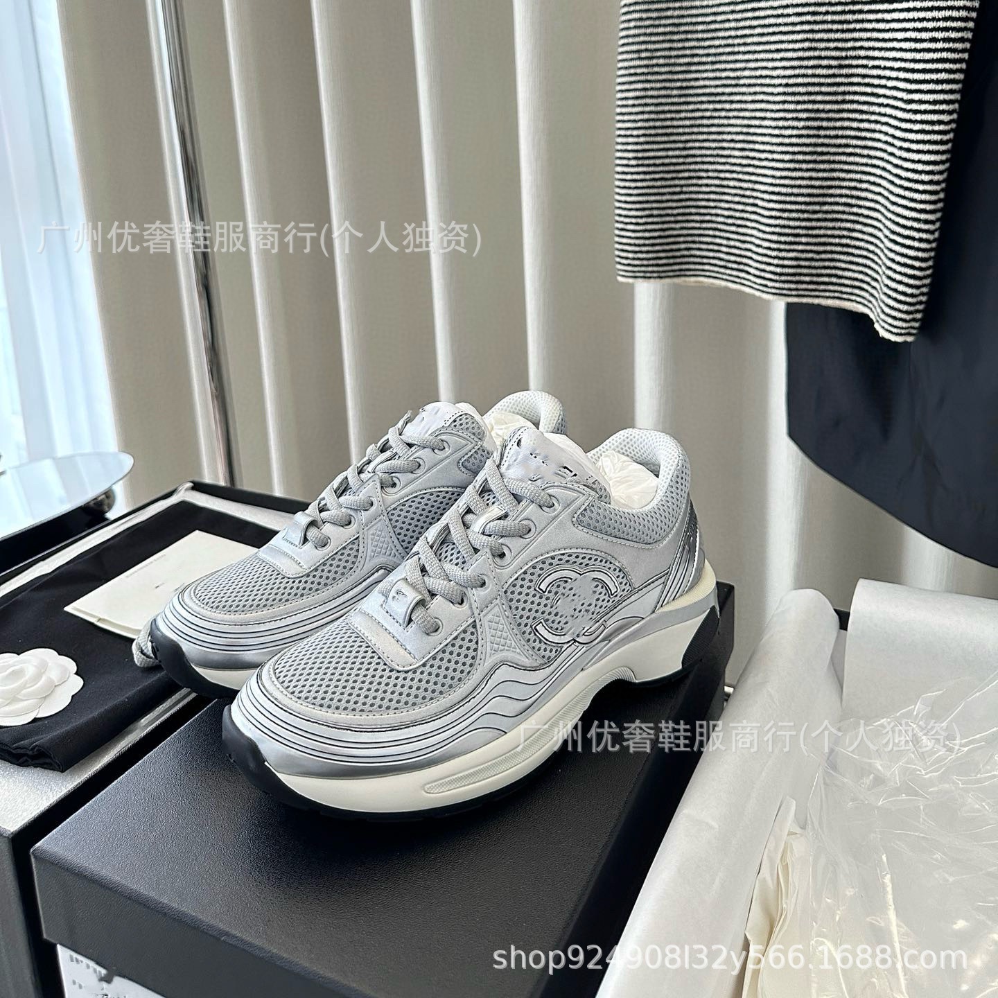 Low-Top Silver Horn King Dad Shoes 2024 Spring Fashion Thick-Soled Height-Increasing Retro Sports Casual Shoes