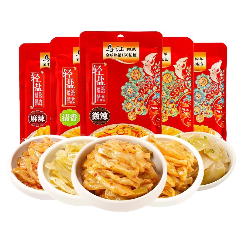 Wujiang pickled mustard wholesale 70g 80g Fuling pickled mustard crisp pickled mustard core red oil pickled mustard shredded radish shredded kelp