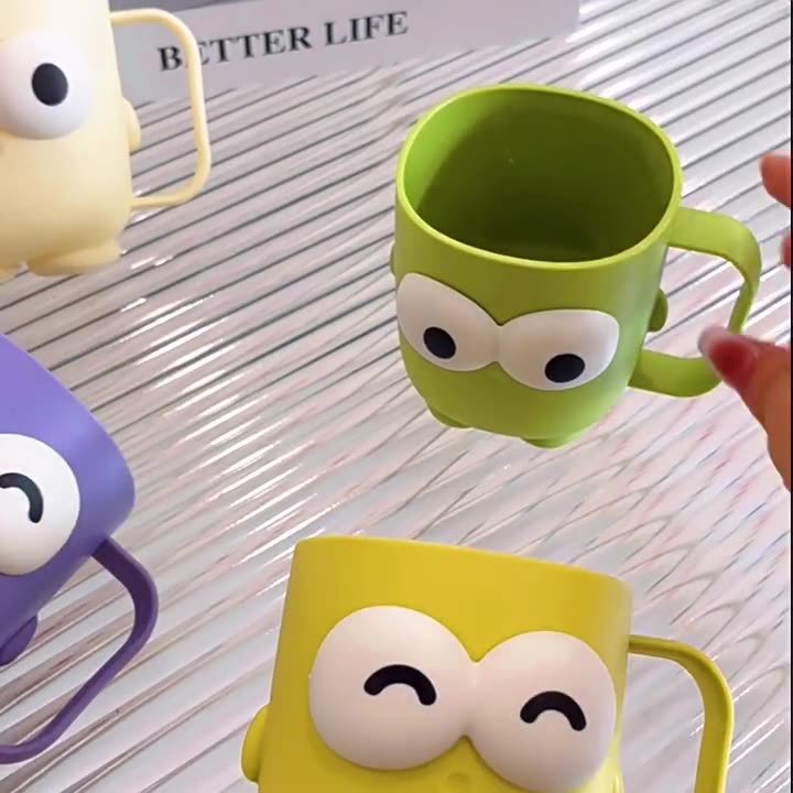 Toothbrush Cup, Mouthwash Cup, Toothbrushing Cup, Student Toothbrush Cup, Plastic Big Eyes, Thickened Expression, Cute Handle, Wash Cup