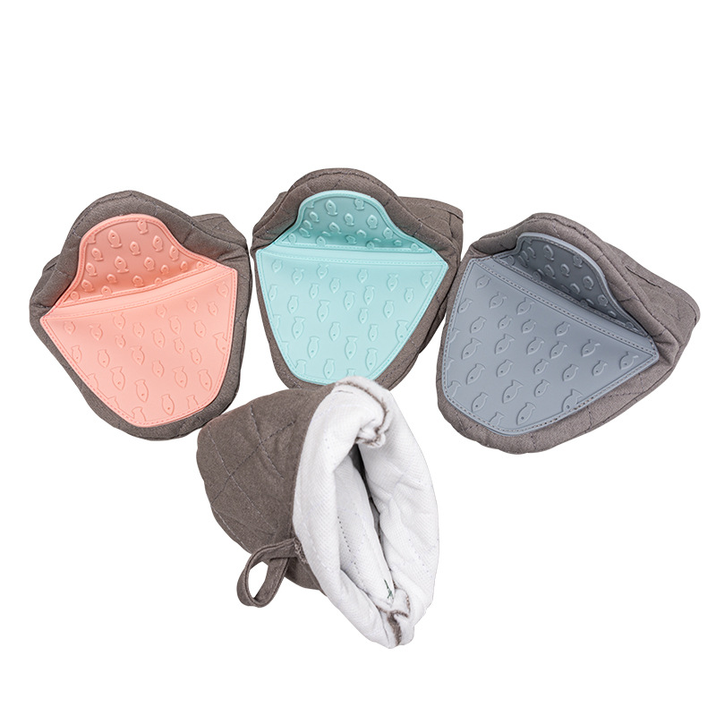 56g fish-shaped semi-silicone cloth hand grip gloves microwave oven silicone cotton double-layer baking oven heat insulation gloves