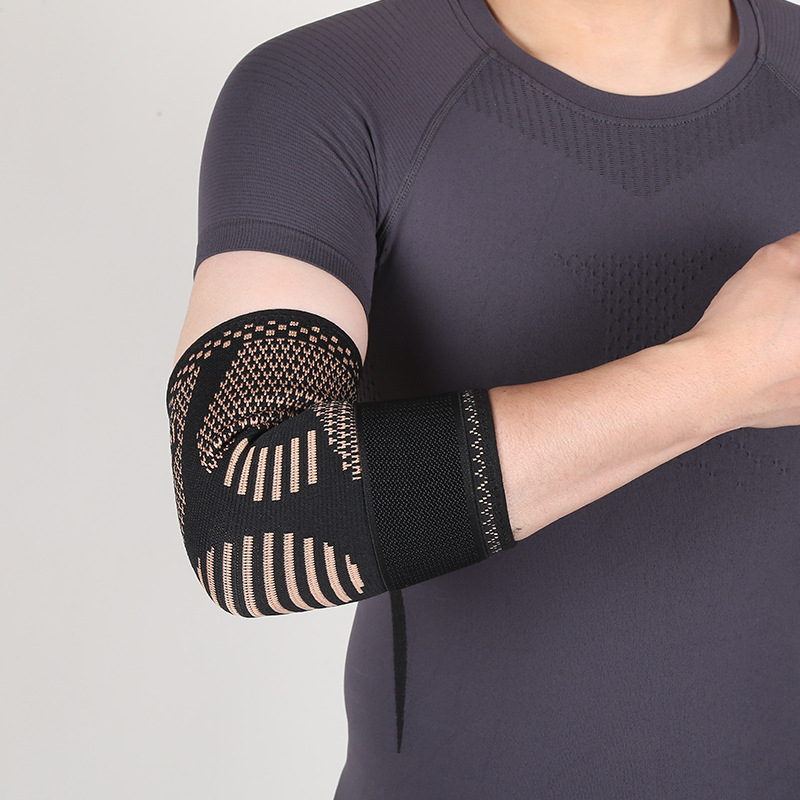 Cross-Border Sports Copper Fiber Ion Elbow Bandage Basketball Adult Weightlifting Fitness Strap Elbow Protector Pressurized