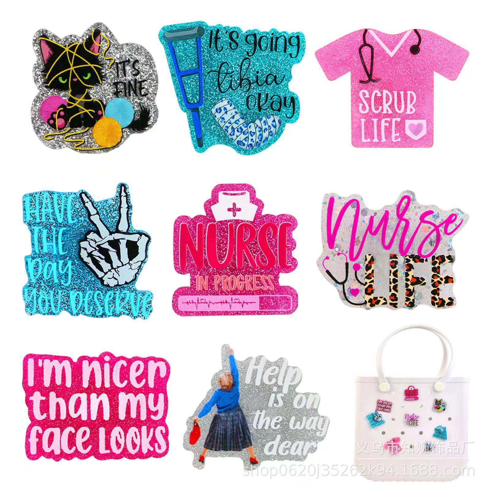 2024 New loose powder cross-border cartoon medical organ love drink acrylic DIY patch bag jewelry