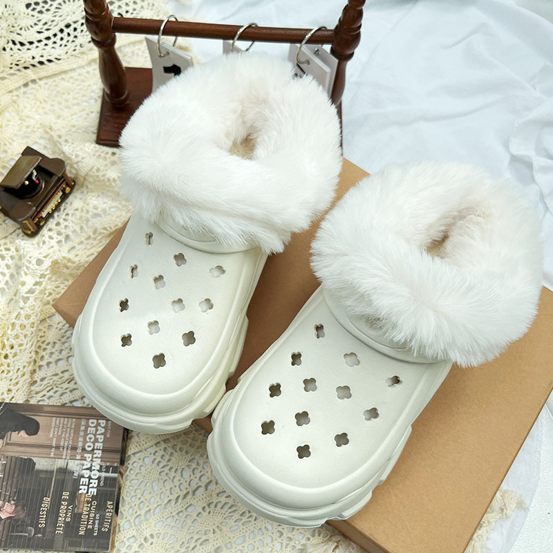 Cross-Border Autumn and Winter Velvet Clogs with Removable Long and Short Plush Cotton Comfortable Clogs with Warm Lining Shoe Covers