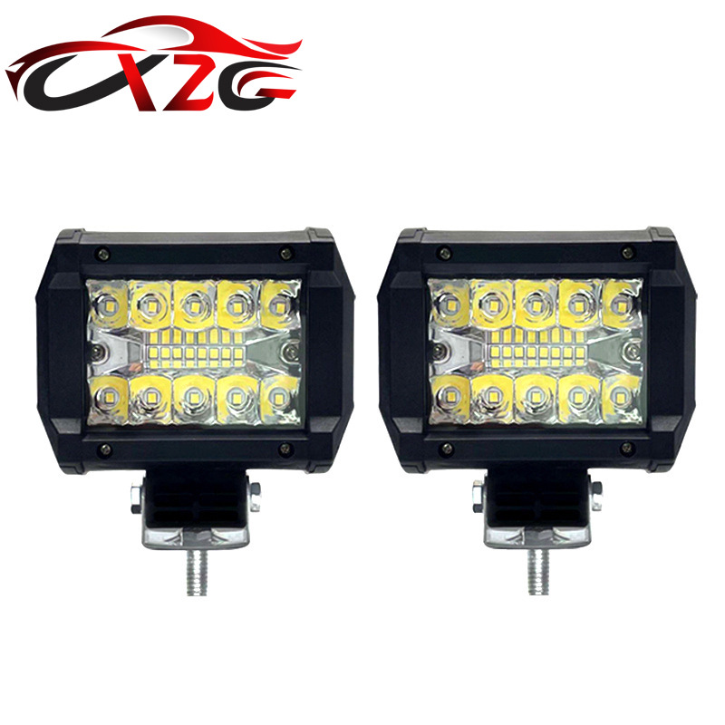 Автомобильные светодиодные рабочие огни, 4 дюйма, 60W, трехрядные конденсаторные внешние огни, трехглазый прожектор для внедорожников