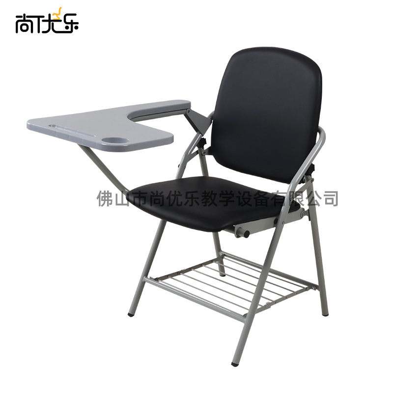 Foldable Training Chair Conference Chair with Writing Board and Table Board Office Staff Leather Chair Training Coaching Class Classroom