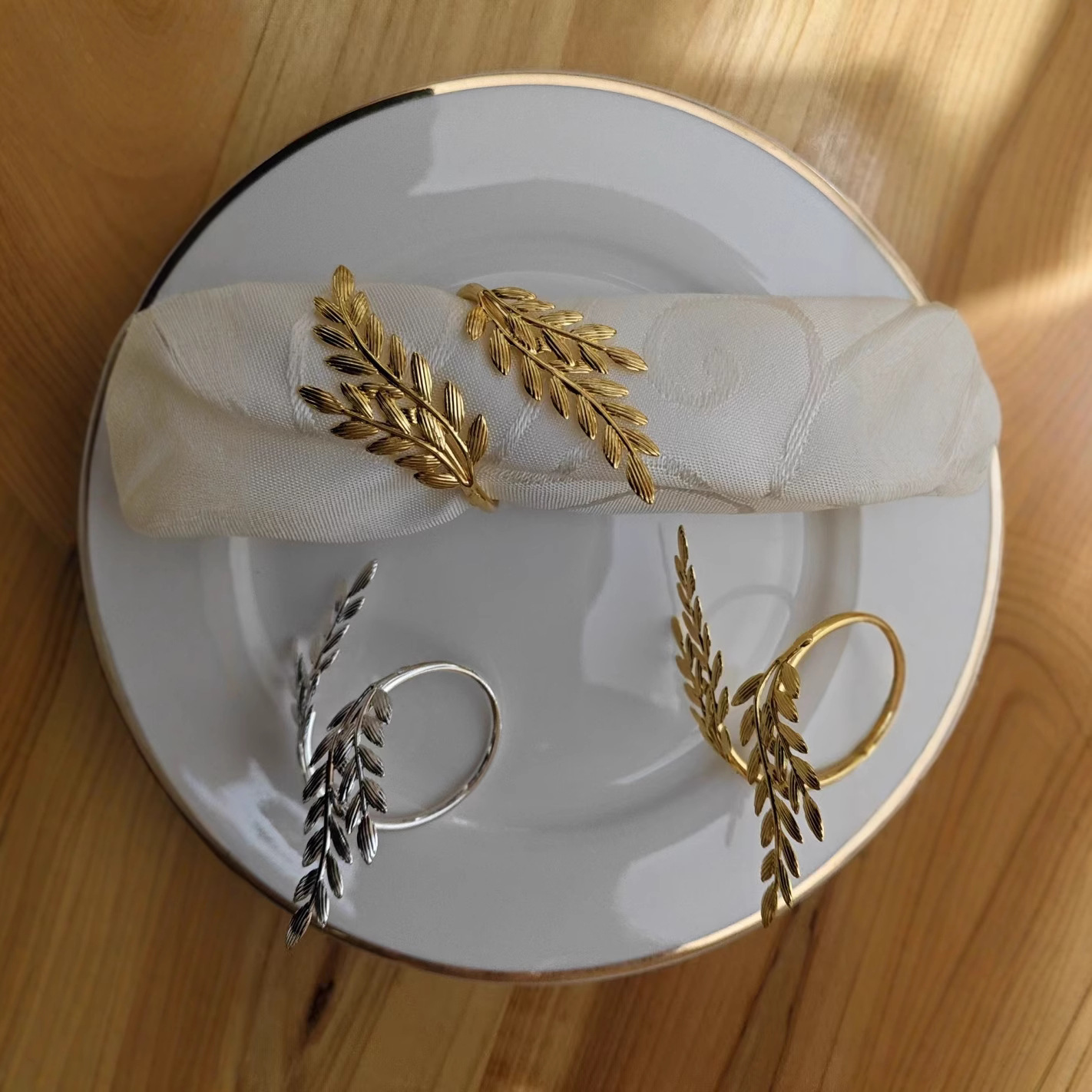 Hotel jewelry napkin buckle simulation wheat leaf napkin ring