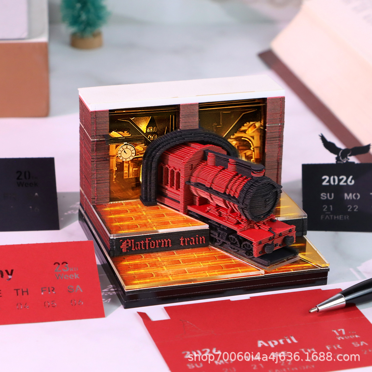 Magic Platform Train Cross-Border 3D with 2026 Calendar Note Pad Ready for Quick Delivery