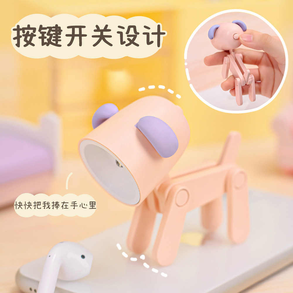 Fun Creative Fawn LED Eye Protection Night Light Desktop Small Ornament Mobile Phone Bracket Student Night Learning Table Lamp