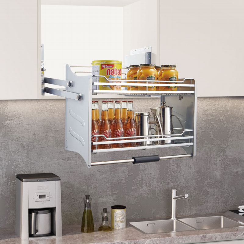 Новая подъемная корзина для кухонного стенового шкафа, выдвижная полка для хранения, корзина для приправ и посуды