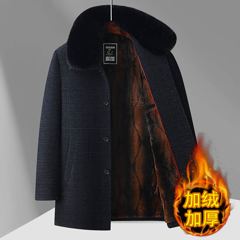 Утепленное пальто с флисовой подкладкой для мужчин, зимнее пальто для среднего и пожилого возраста, осеннее и зимнее пальто для дедушек