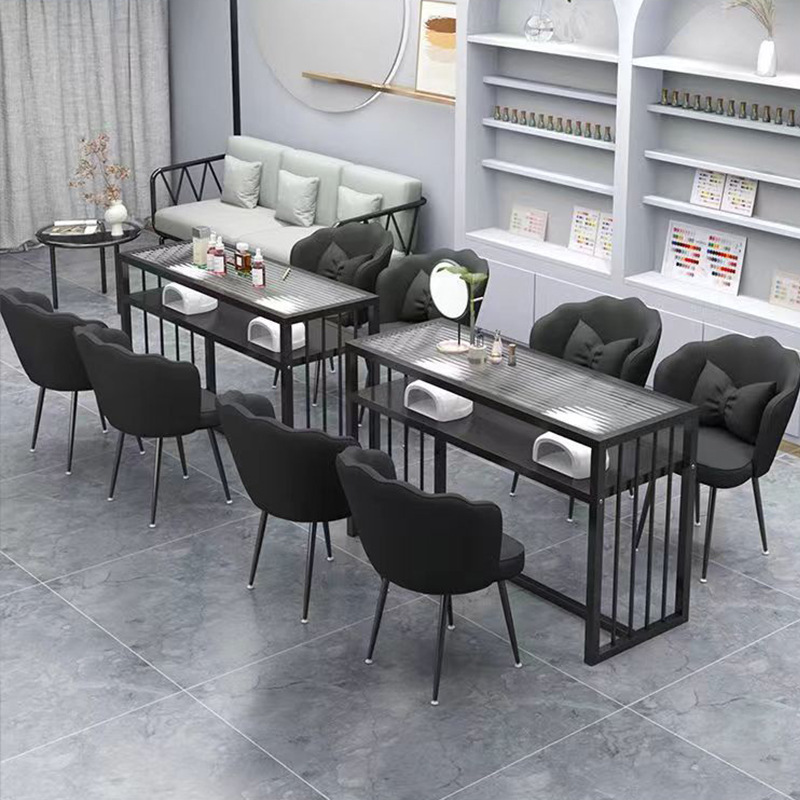 Trendy Double Manicure Table Nordic Ins Style High-End Light Luxury Style Long Rainbow Glass Workbench Supermarket Display Table