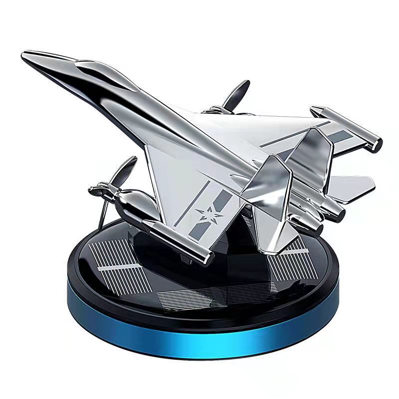 Solar-Powered Airplane Aromatherapy Car-Mounted Rotating Ornament Cross-Border Car Perfume Holder Alloy Interior Accessory Long-Lasting Light Fragrance