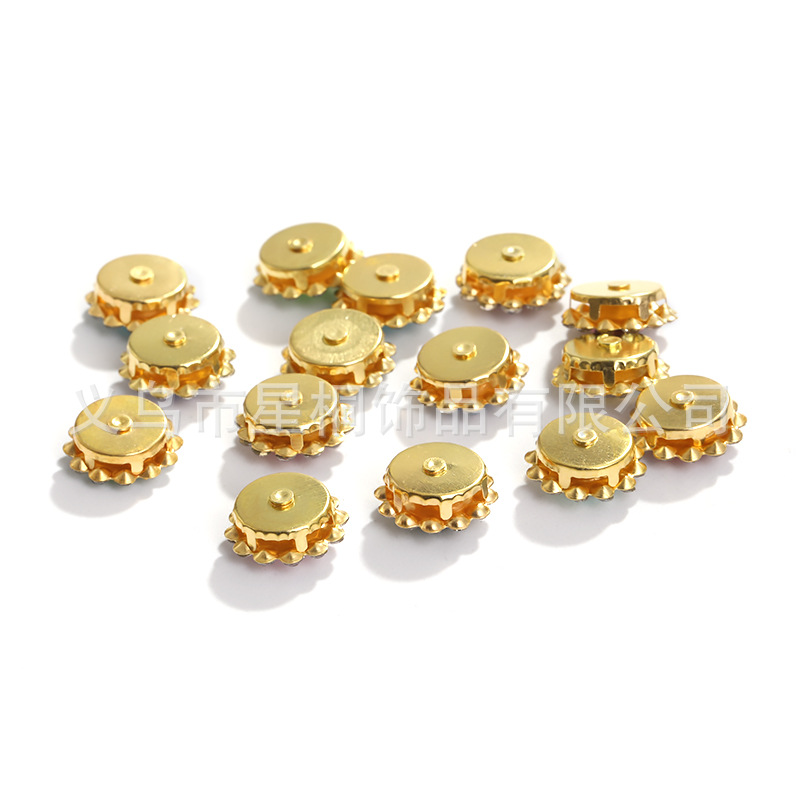 Cross-Border Hot-Selling Diamond-Encrusted Round Sunflower Hand-Sewn Rhinestone DIY Bag Evening Dress Wedding Dress Hand-Sewn Crystal Rhinestone Accessories