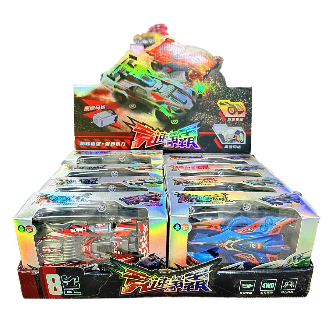 8 sets of play house simulation four-wheel drive electric car model boys children's toys integral park night market stall