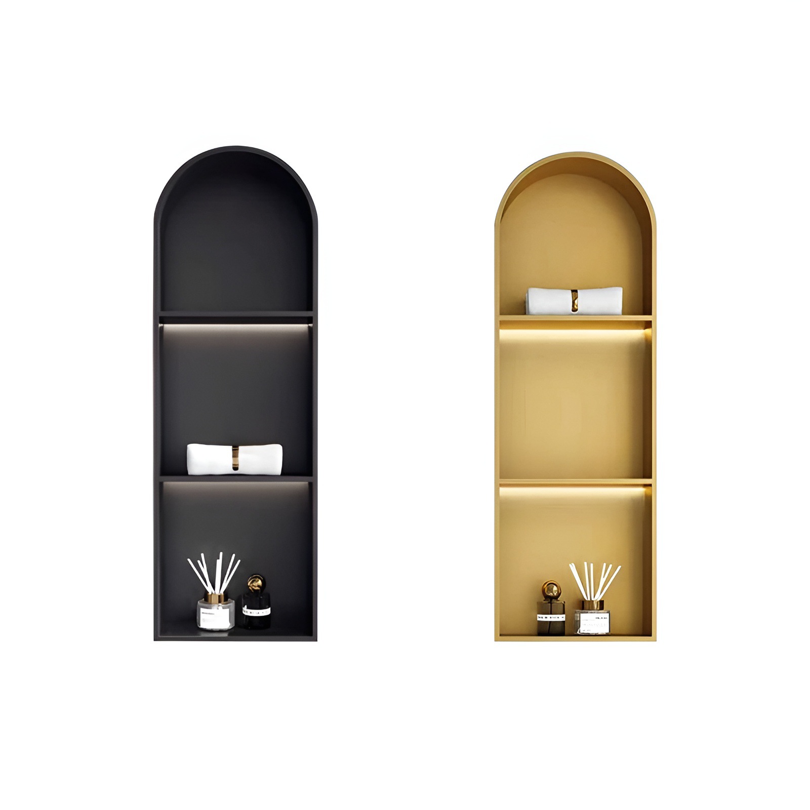 Stainless Steel Arc-Shaped Niche Embedded Living Room Tv Cabinet Background Wall Three-Dimensional Cabinet Bathroom Bathroom Storage