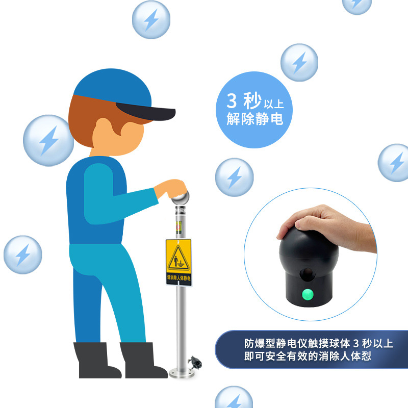 Human body static eliminator touch type release ball industrial explosion-proof sound and light voice alarm intrinsically safe release column