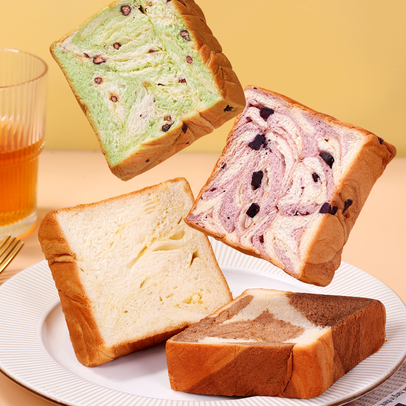 Shu Zan purple sweet potato chocolate milk thick cut toast whole box breakfast sandwich sliced bread nutrition food snacks