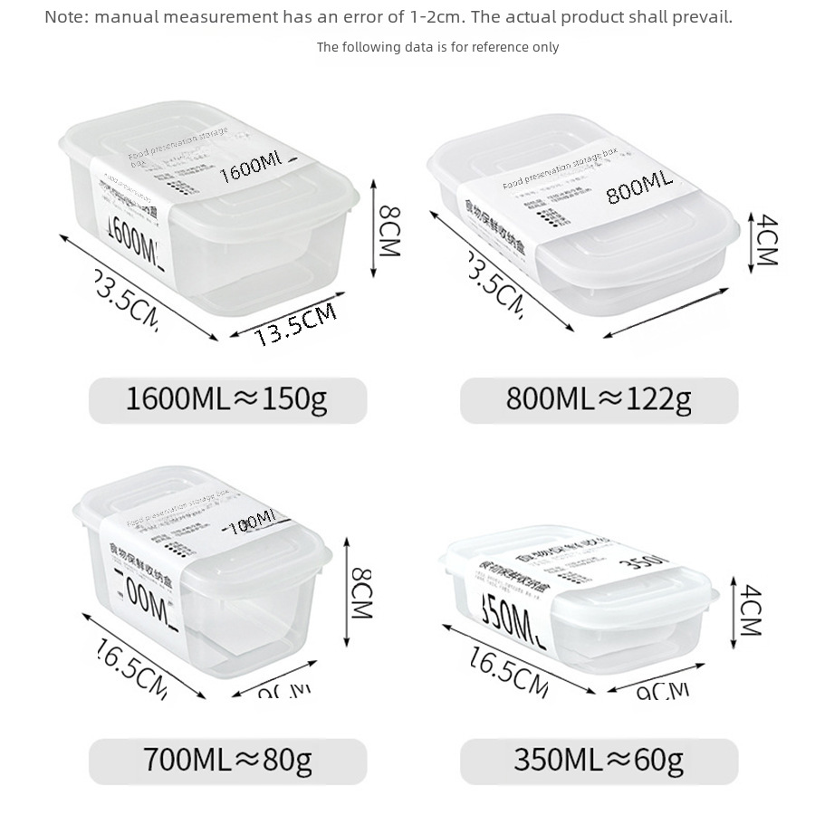 Fresh-keeping box food grade refrigerator special wholesale transparent plastic with lid fruit fresh-keeping frozen sealed food box