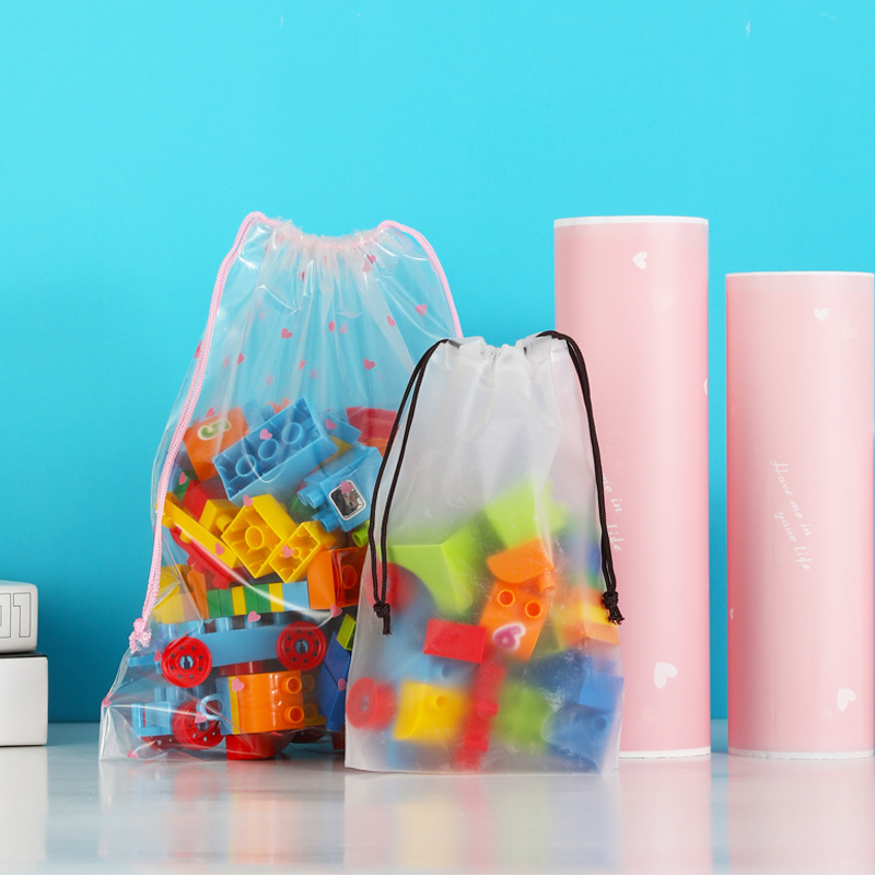 pe frosted children's toy storage bag travel shoes packaging bag classification transparent drawstring drawstring bag manufacturer