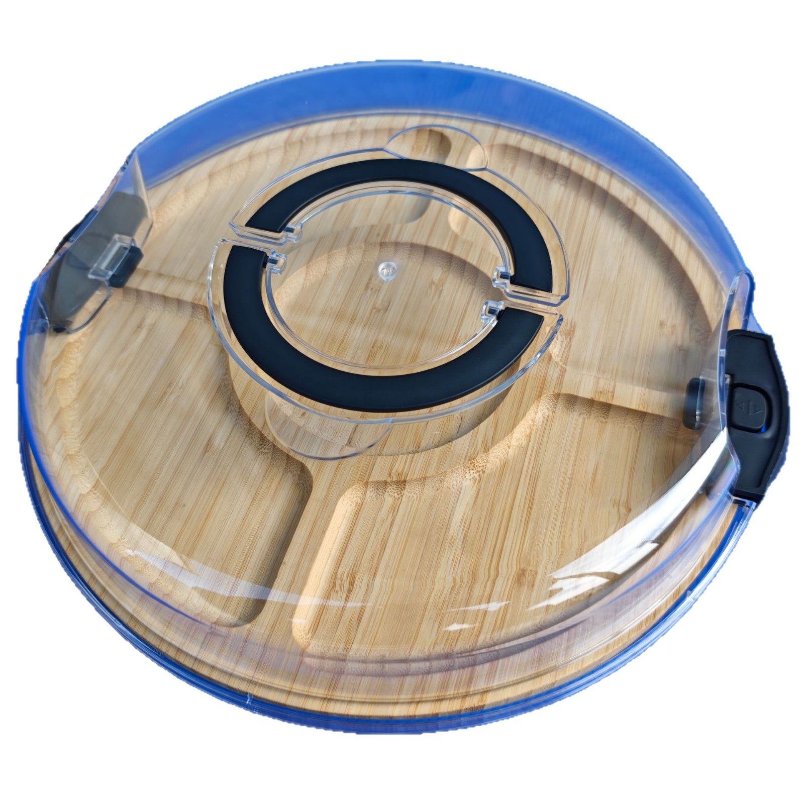 Spot Round Bamboo Tray Outdoor Portable Picnic Snack Fruit Tray with Lid Cooked Food Barbecue Tray