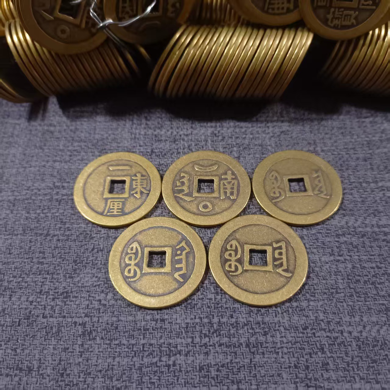 3.2cm Thickened Brass Five Emperors' Coins Loose Coins Kangxi Pressed Threshold Qiandao Jia Coins Home Three Emperors Ornaments