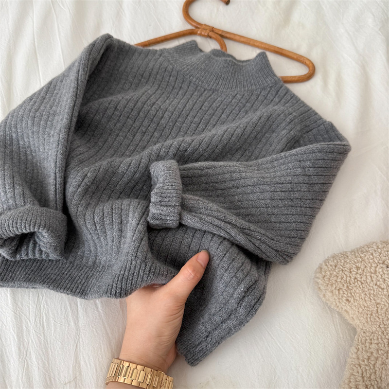Children's Sweater 2025 Winter New High Neck Ribbed Sweater for Boys and Girls, Solid Color Base Sweater for Babies