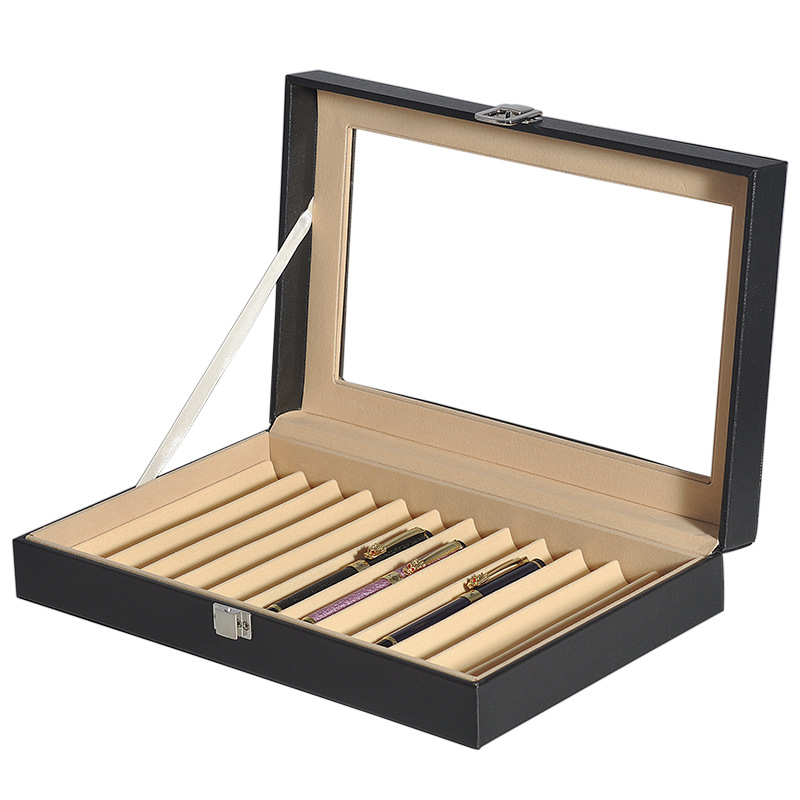 In stock wholesale pen box display display box PU leather vintage pen storage collection high-end pen storage gift box