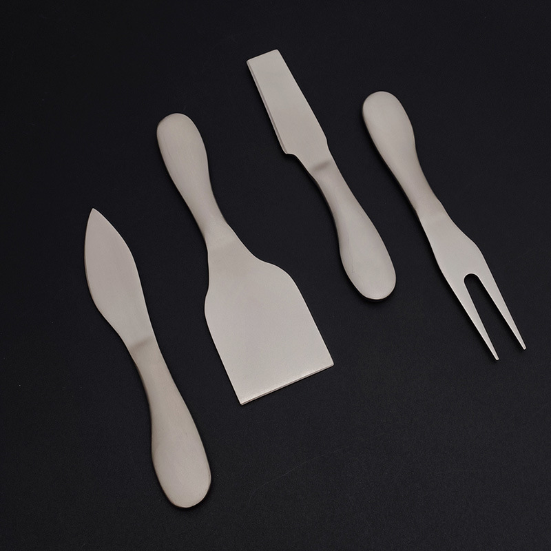 Stainless Steel Cheese Knife Cheese Knife TI Titanium Purified Butter Cutter Cheese Corner Knife Butter Knife Bread Fruit Knife and Fork