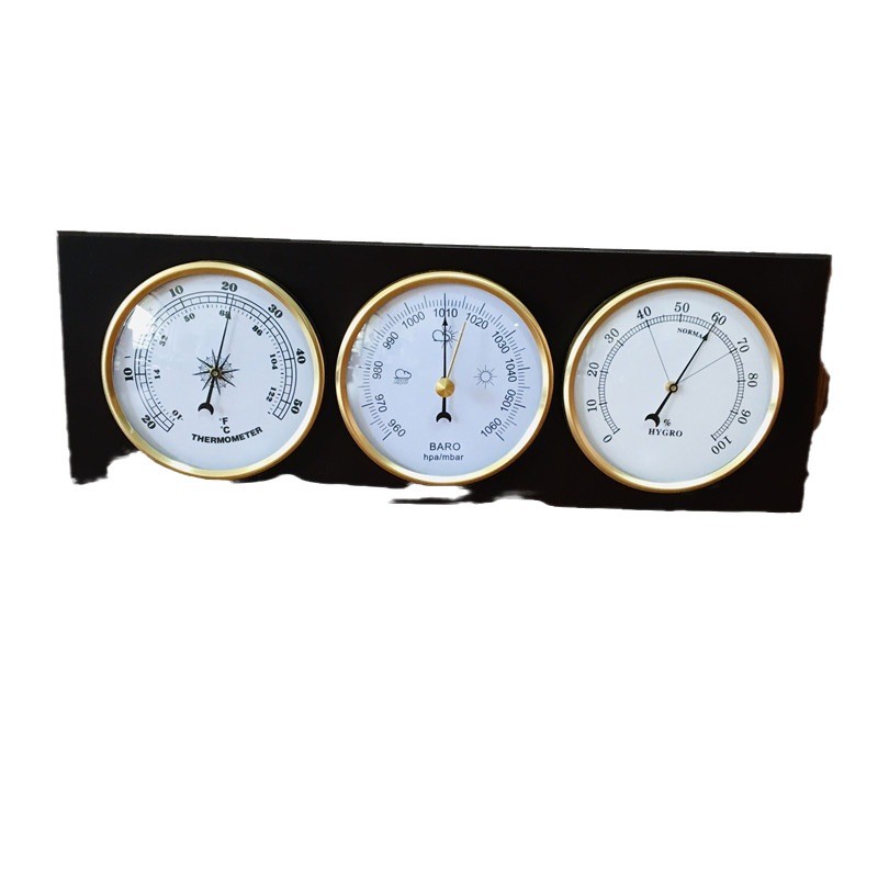 Metal Box liquid-free empty box Barometer Barometer film box home weather station temperature hygrometer wooden hanging