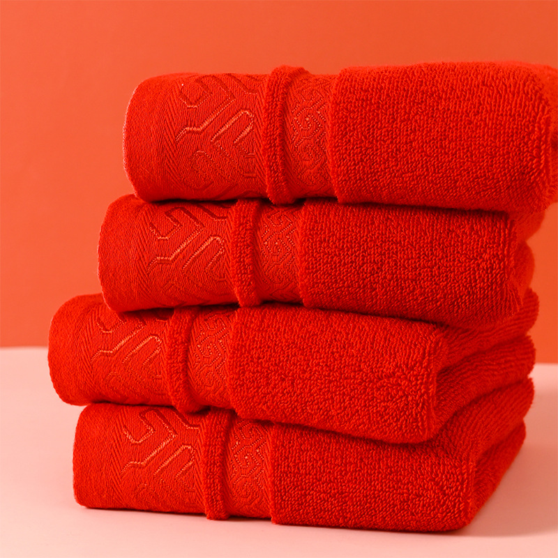 Красное полотенце без ворса из чистого хлопка, абсорбирующее, свадебный подарок, оптовая продажа свадебных принадлежностей, подарочное лицевое полотенце