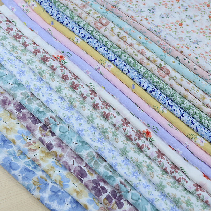 Korean silk printed chiffon fabric opaque printed chiffon summer cool flower skirt dress shirt fabric